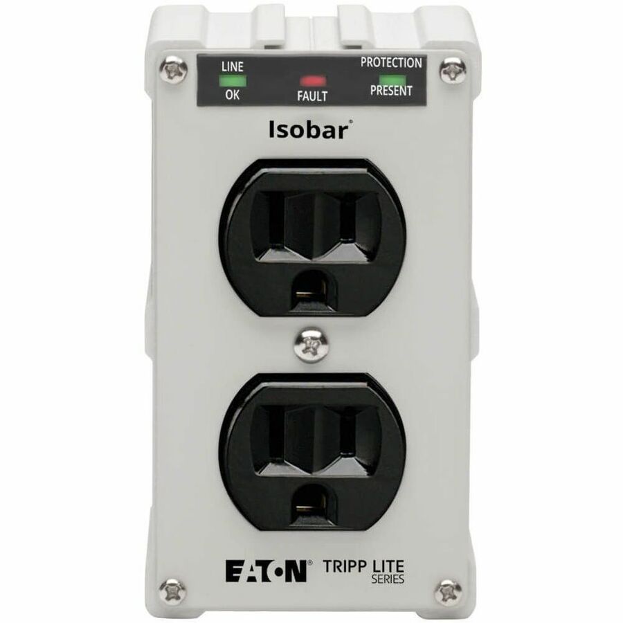 Eaton Tripp Lite Series Isobar 2-Outlet Surge Protector, Direct Plug-In, 1410 Joules, Diagnostic LEDs, Metal Housing