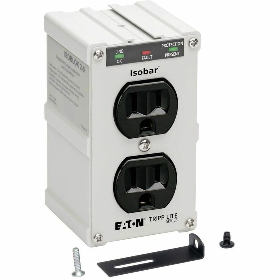 Eaton Tripp Lite Series Isobar 2-Outlet Surge Protector, Direct Plug-In, 1410 Joules, Diagnostic LEDs, Metal Housing