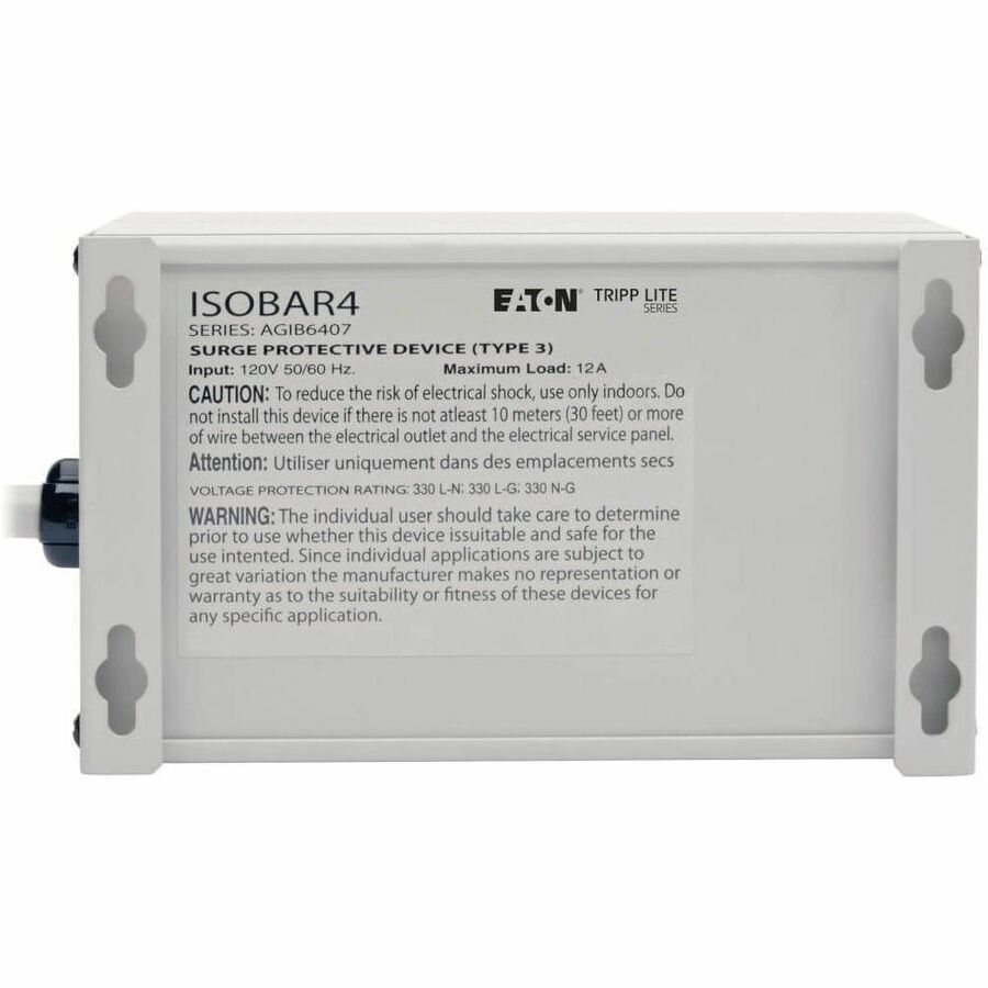 Eaton Tripp Lite Series Isobar 4-Outlet Surge Protector, 6 ft. Cord with Right-Angle Plug, 3330 Joules, Metal Housing