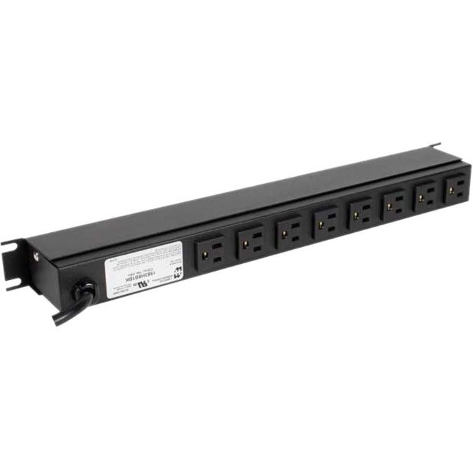 Rack Solutions 15A Horizontal Rackmount Power Strip with 8 Front Outlets (15ft Cord)