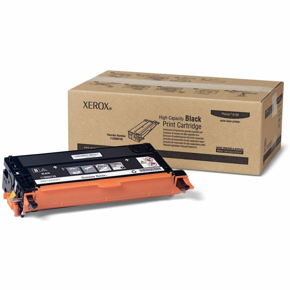 Xerox Genuine Phaser™ 6180/6180MFP Black High capacity Toner Cartridge (8000 Pages) - 113R00726