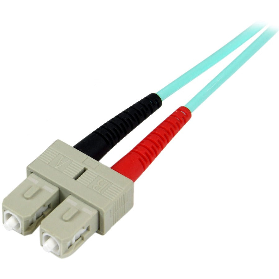 StarTech.com 1m (3ft) LC/UPC to SC/UPC OM3 Multimode Fiber Optic Cable, Full Duplex 50/125 Zipcord, 100G, LSZH Fiber Jumper Cord