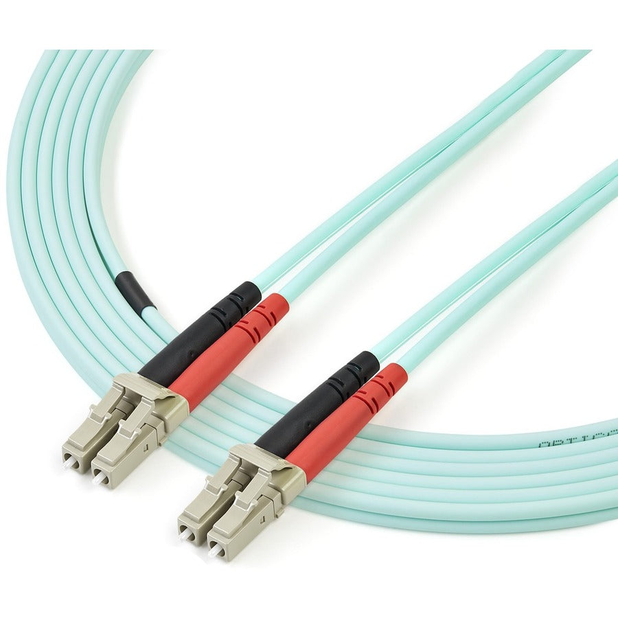 StarTech.com 5m (16.4ft) LC/UPC to LC/UPC OM3 Multimode Fiber Optic Cable, Full Duplex 50/125 Zipcord, 100G, LSZH Fiber Jumper Cord