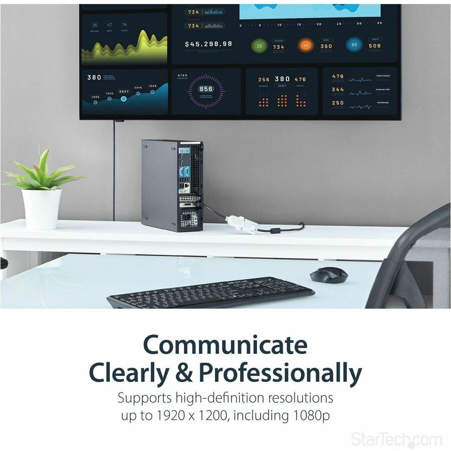 StarTech.com DisplayPort to DVI Adapter, DisplayPort to DVI-D Adapter/Video Converter 1080p, DP 1.2 to DVI Monitor, Latching DP Connector