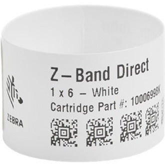 Zebra Wristband Polypropylene 1.25 x 11in Direct Thermal Zebra Z-Band Direct 1 in core