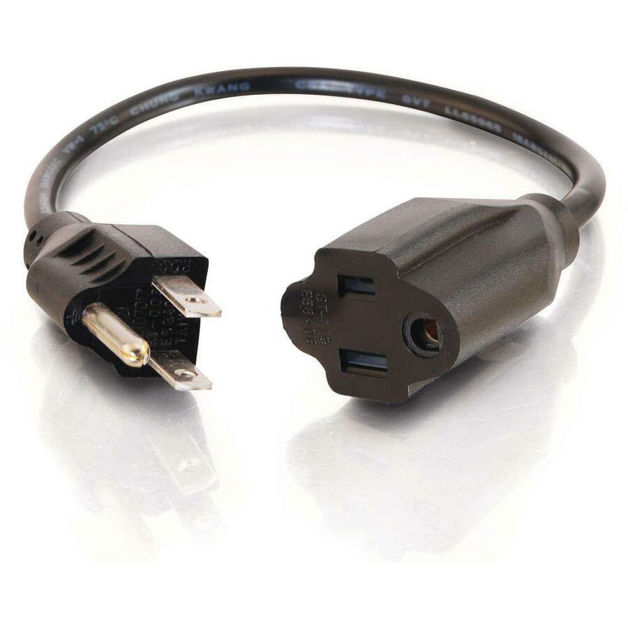 C2G 2ft 16 AWG Outlet Saver Power Extension Cord (NEMA 5-15P to NEMA 5-15R)