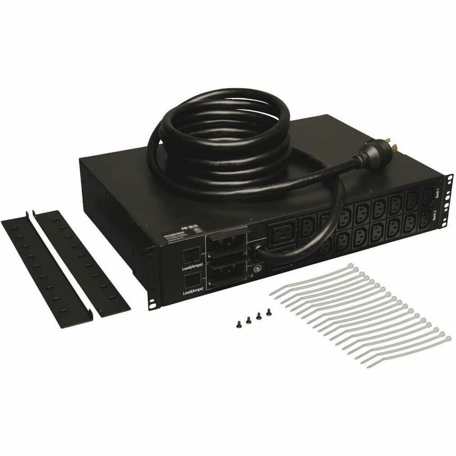 Eaton Tripp Lite Series 5.5kW Single-Phase Local Metered PDU, 208/230V Outlets (16 C13 & 2 C19), L6-30P, 12 ft. (3.66 m) Cord, 2U Rack-Mount, TAA