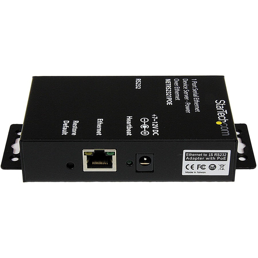 StarTech.com 1 Port RS232 Serial Ethernet Device Server, PoE Power Over Ethernet, TAA - Replaced by I13P-SERIAL-ETHERNET