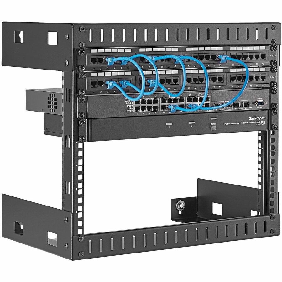 StarTech.com 2-Post 8U Heavy-Duty Wall-Mount Network Rack, 19" Open Frame Server Rack for Computer Equipment, Wall Mount Data Rack~