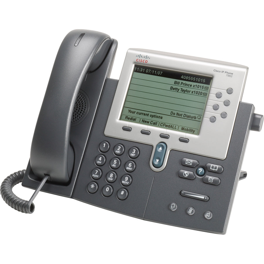 Cisco Unified 7962G IP Phone - Refurbished - Wall Mountable, Desktop - Dark Gray, Silver