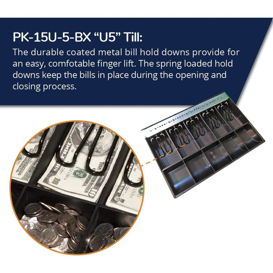 apg® Replacement Tray | Plastic Molded Till for Cash Register| 5 Bill/ 5 Coin Compartments | 16†x 16.8†x 4.9†| PK-15U-5-BX