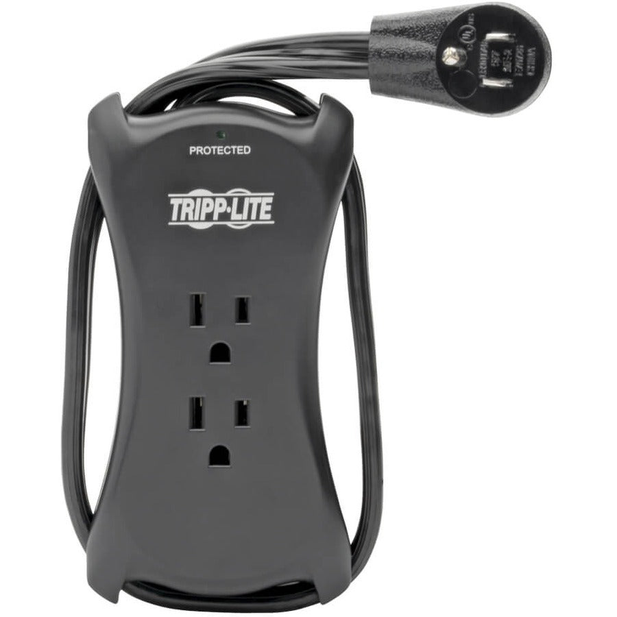 Eaton Tripp Lite Series Protect It! 3-Outlet Travel-Size Surge Protector - 5-15R Outlets, 2 USB Ports, 5-15P Input, 1050 Joules, Black