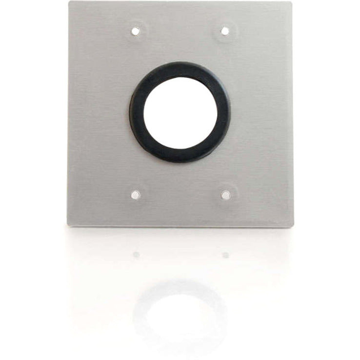 C2G 1.5in Grommet Cable Pass Through Double Gang Wall Plate - Brushed Aluminum