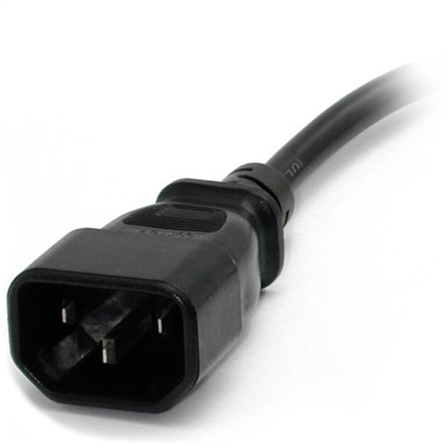 StarTech.com 1ft (0.3m) Power Extension Cord, IEC C14 to NEMA 5-15R, 10A 125V, 18AWG, Black, Outlet Extension Cable for Power Supplies