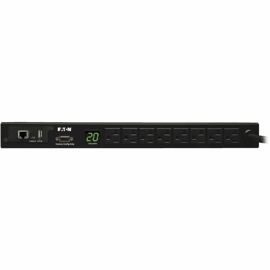 Eaton 1.9kW Single-Phase Monitored PDU, 120V Outlets (8 5-15/20R), L5-20P/5-20P Adapter, 12 ft. (3.66 m) Cord, 1U Rack-Mount, LX Platform Interface, TAA