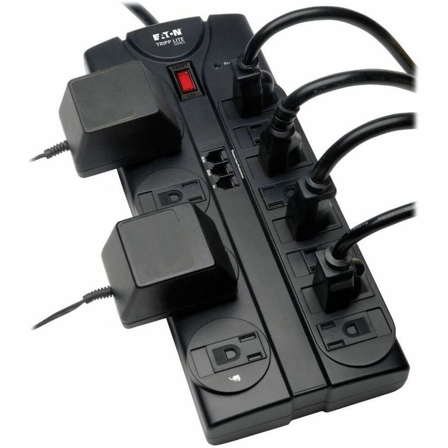 Eaton Tripp Lite Series Protect It! 12-Outlet Surge Protector, 8 ft. (2.43 m) Cord, 2160 Joules, Tel/Modem Protection