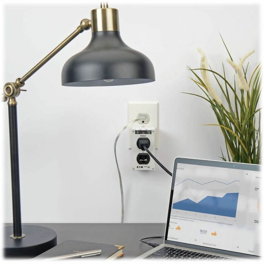 Eaton Tripp Lite Series Isobar 2-Outlet Surge Protector, Direct Plug-In, 1410 Joules, Diagnostic LEDs, Metal Housing