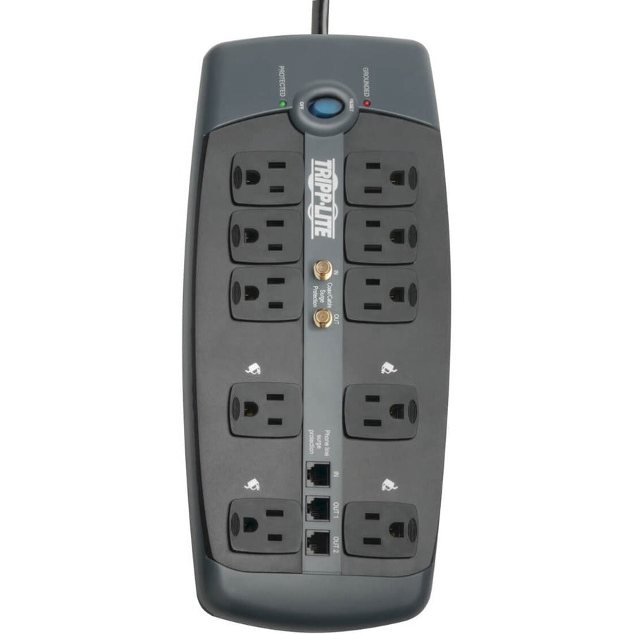 Eaton Tripp Lite Series Protect It! 10-Outlet Surge Protector, 8 ft. (2.43 m) Cord, 3345 Joules, Tel/Modem/Coaxial Protection