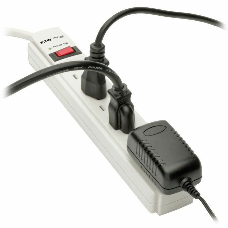 Eaton Tripp Lite Series Protect It! 6-Outlet Surge Protector, 6 ft. Cord, 790 Joules, Diagnostic LED, Light Gray Housing