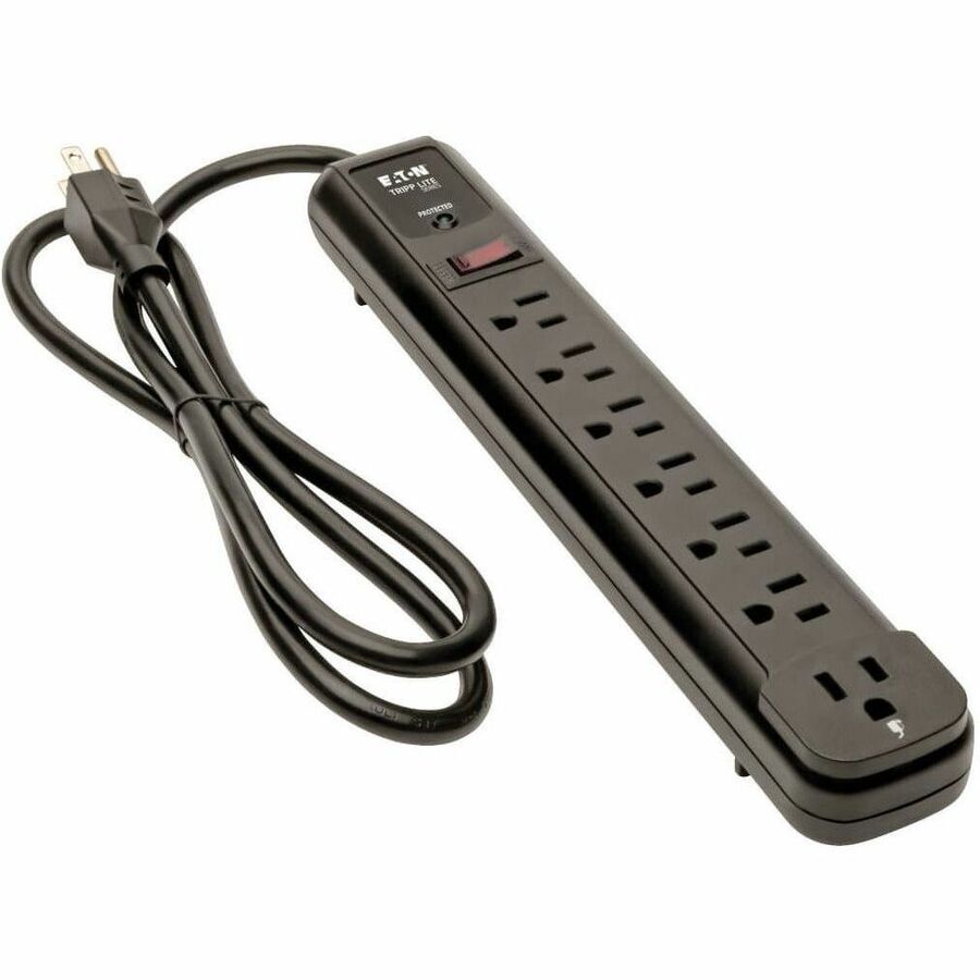 Eaton Tripp Lite Series Protect It! 7-Outlet Surge Protector, 6 Right-Angle Outlets, 4 ft. (1.22 m) Cord, 1080 Joules, Diagnostic LED, Black Housing
