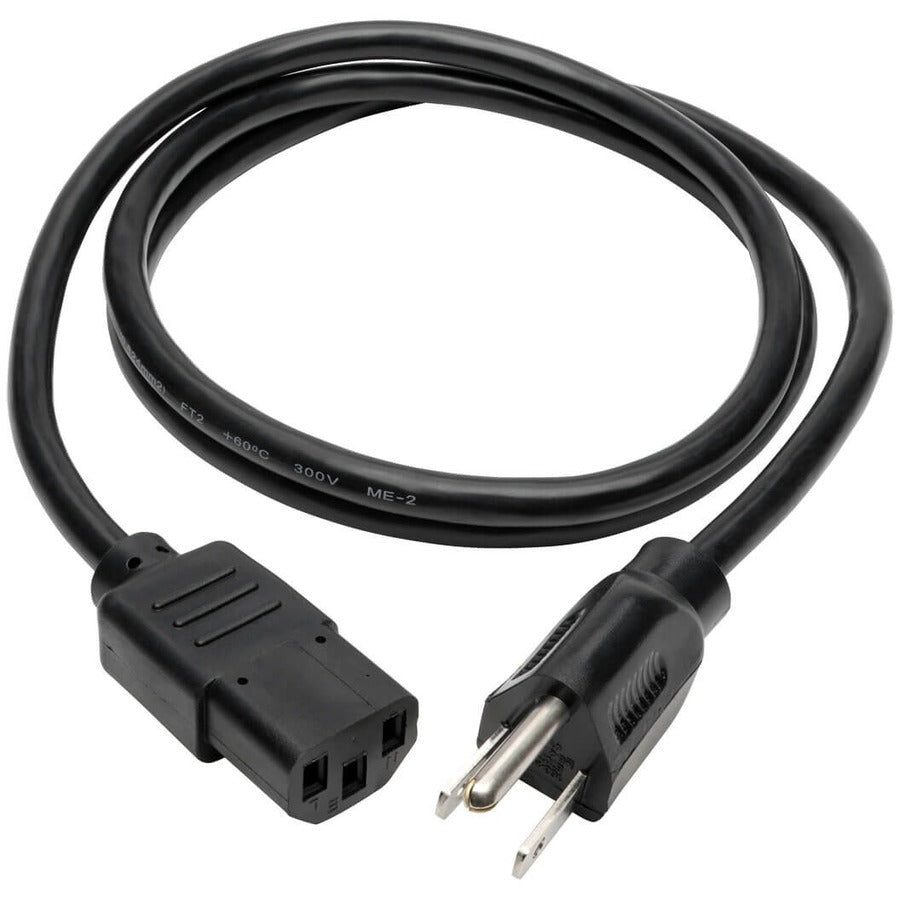 Eaton Tripp Lite Series Desktop Computer AC Power Cable, NEMA 5-15P to C13 - 10A, 125V, 18 AWG, 4 ft. (1.22 m), Black