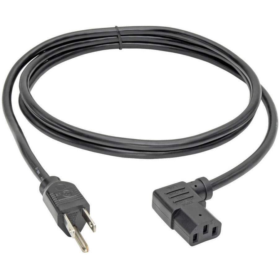 Eaton Tripp Lite Series Computer Power Cord, NEMA 5-15P to Left-Angle C13 - 10A, 125V, 18 AWG, 6 ft. (1.83 m), Black