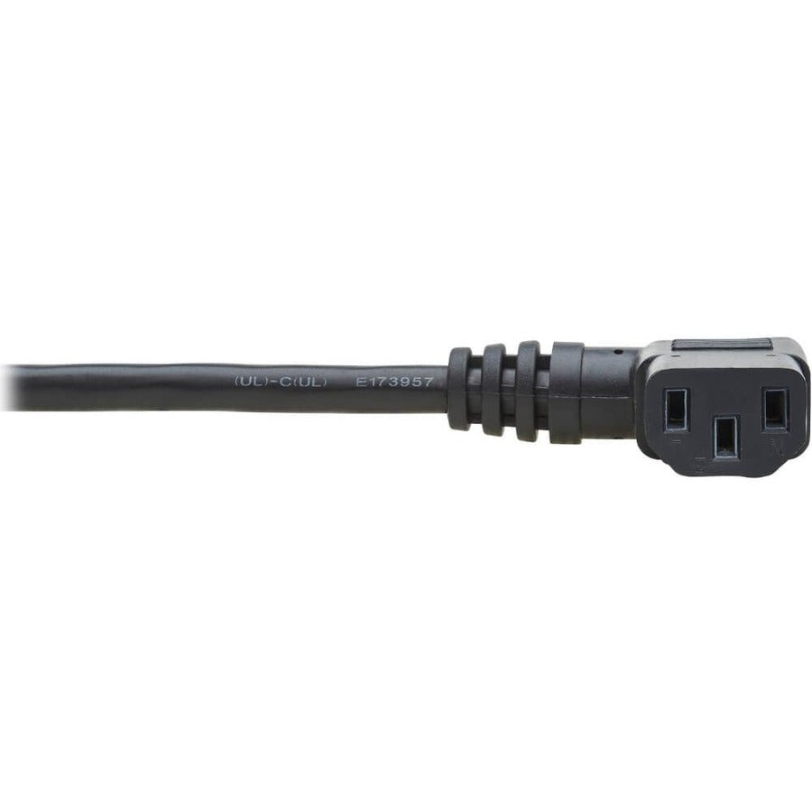 Eaton Tripp Lite Series Power Extension Cord, Left-Angle C13 to C14 PDU Style - 10A, 250V, 18 AWG, 2 ft. (0.61 m), Black