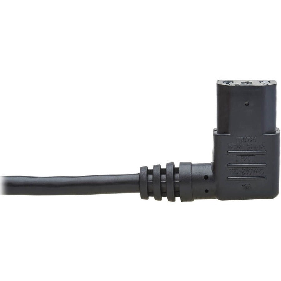 Eaton Tripp Lite Series Power Extension Cord, Left-Angle C13 to C14 PDU Style - 10A, 250V, 18 AWG, 2 ft. (0.61 m), Black