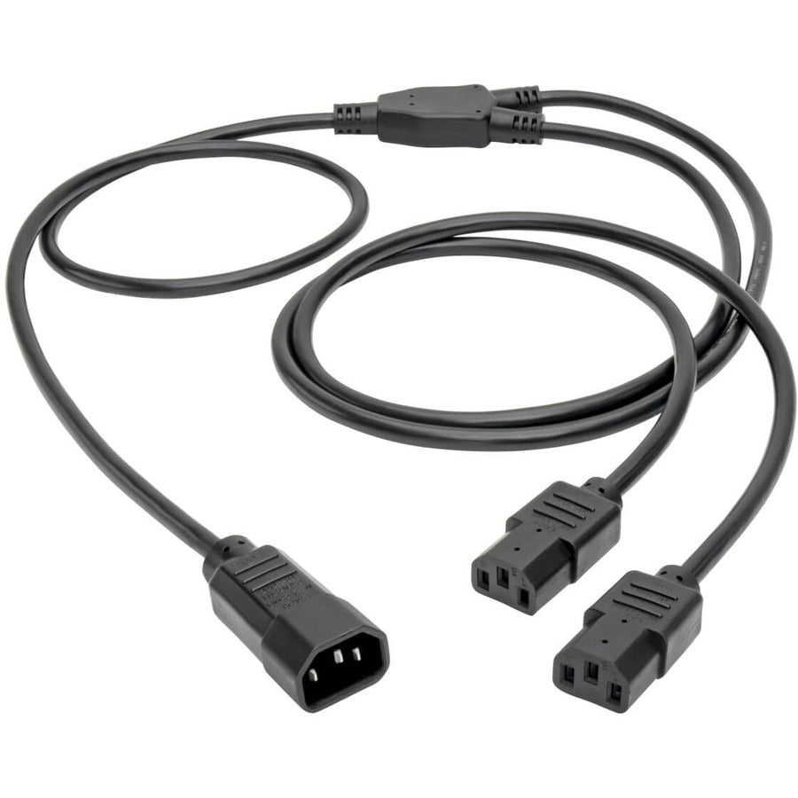 Eaton Tripp Lite Series C14 Male to C13 Female Splitter, PDU Style - C14 to 2x C13, 10A, 250V, 18 AWG, 6 ft. (1.83 m), Black