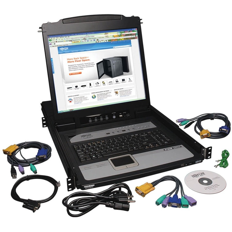 Eaton Tripp Lite Series NetDirector 8-Port 1U Rack-Mount Console KVM Switch with 19-in. LCD and IP Remote Access, TAA
