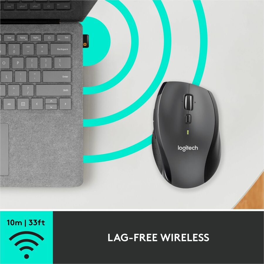 Logitech M705 Marathon Wireless Mouse, 2.4 GHz USB Unifying Receiver, 1000 DPI, 5-Programmable Buttons, Black