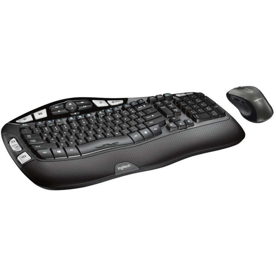 Logitech MK550 Wireless Wave Keyboard and Mouse Combo, Ergonomic Wave Design, Black