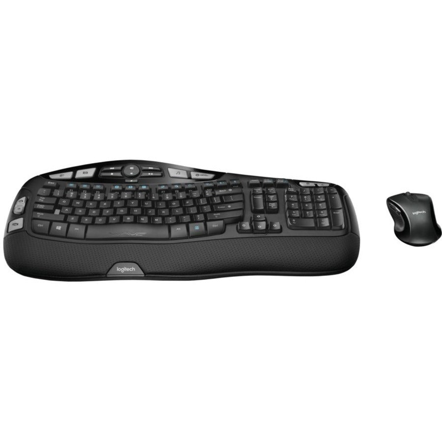 Logitech MK550 Wireless Wave Keyboard and Mouse Combo, Ergonomic Wave Design, Black