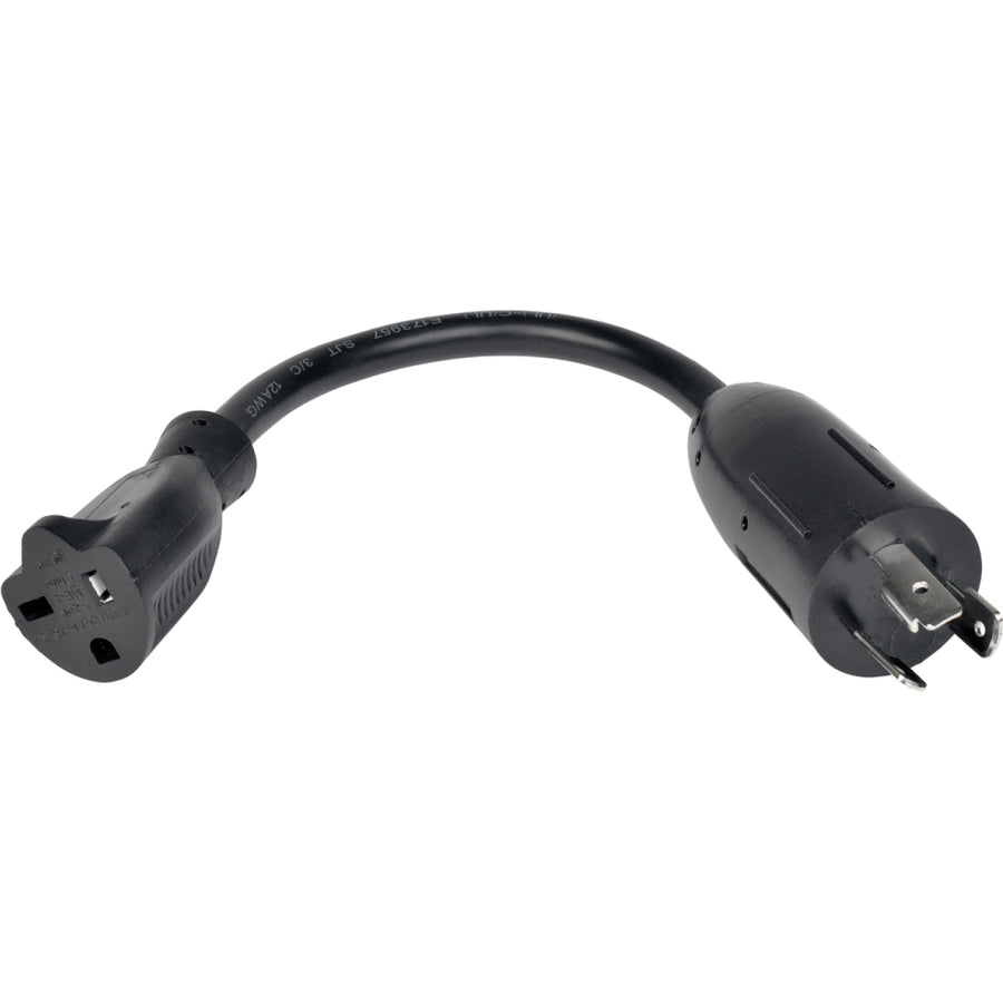 Eaton Tripp Lite Series Power Cord Adapter, NEMA L5-20P to NEMA 5-20R - Heavy-Duty, 20A, 125V, 12 AWG, 6-in. (15.24 cm), Black