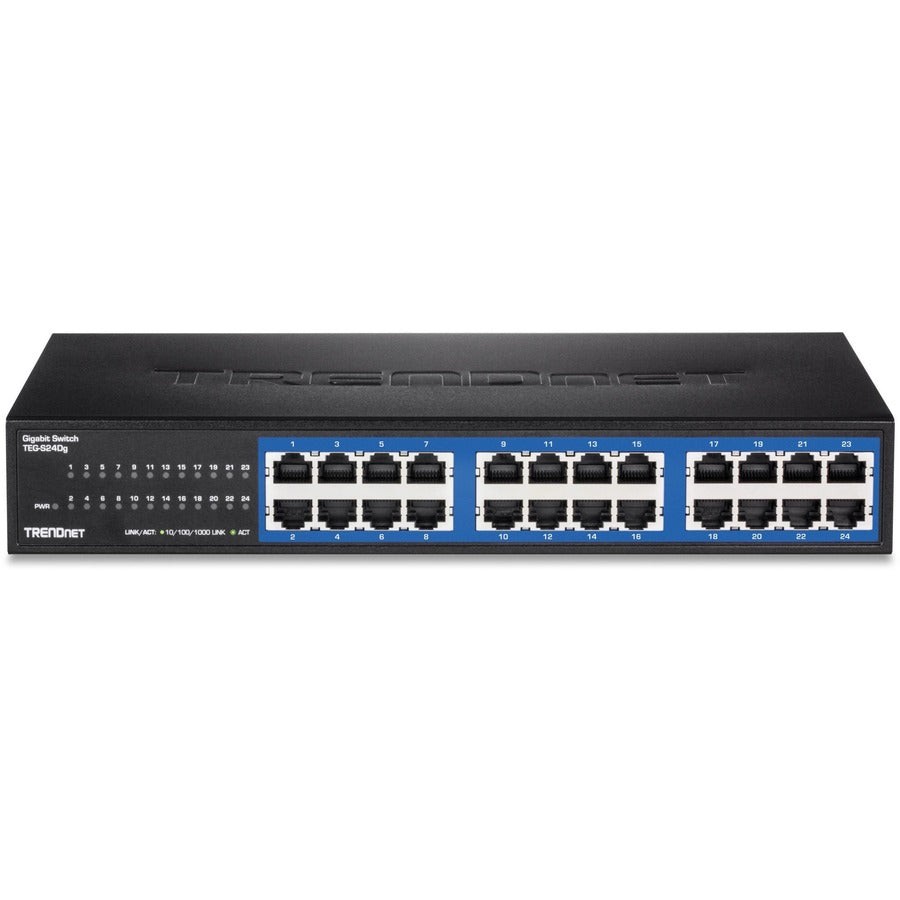 TRENDnet 24-Port Unmanaged Gigabit GREENnet Desktop Switch, Ethernet Network Switch, 24 x 10-100-1000 Gigabit Ethernet RJ-45 Ports, 48Gbps Switching Capacity, Lifetime Protection, Black, TEG-S24DG