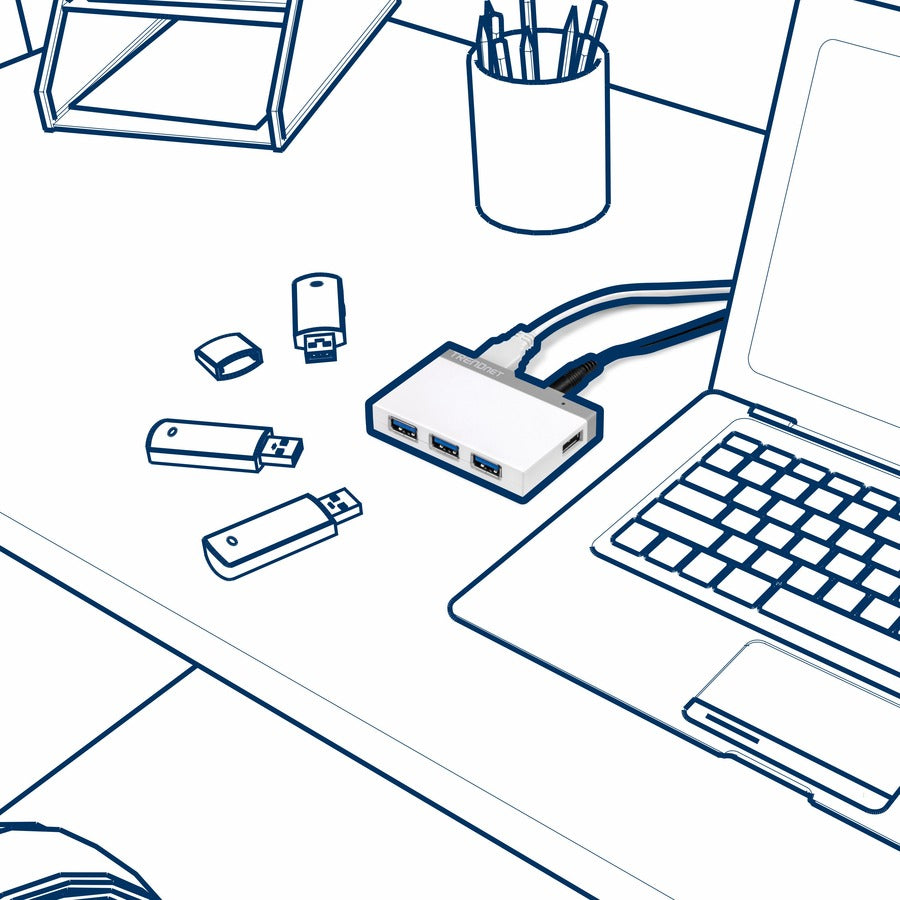 TRENDnet 4-Port USB 3.0 Ultra-Mini Hub, 1M (3ft. USB 3.0 cable), Up to 5Gbps, Power Adapter Included, Plug &Play, Backwards Compatibility with USB 2.0/USB 1.1, TU3-H4