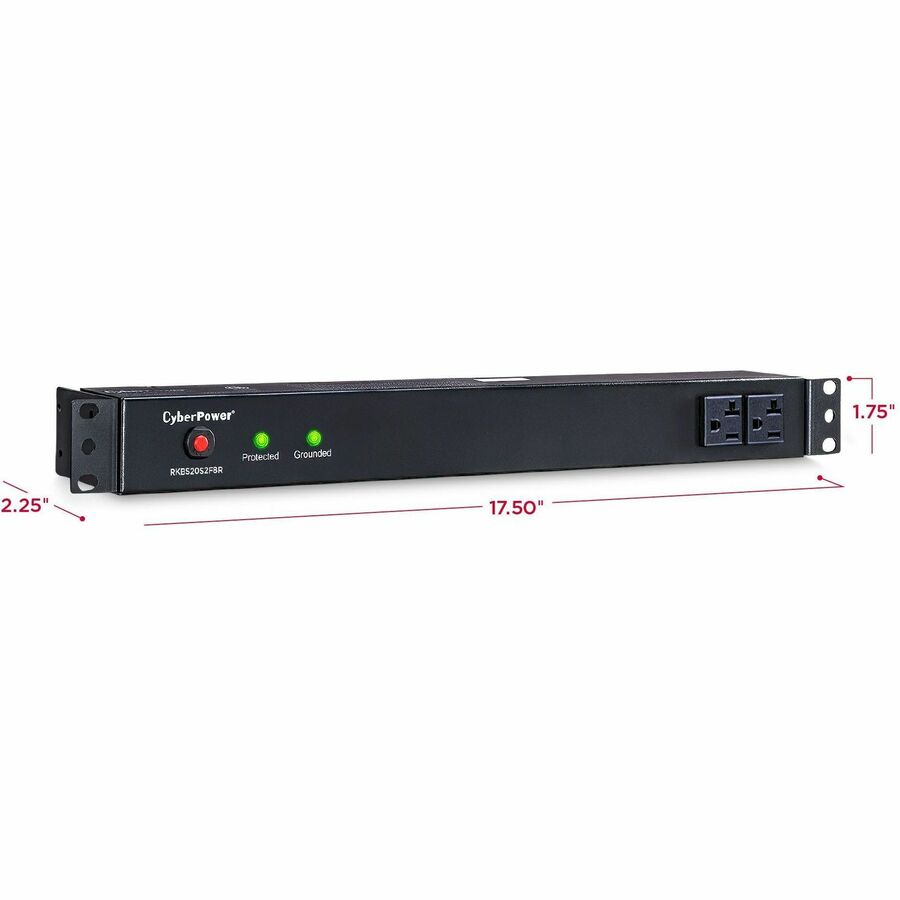 CyberPower RKBS20S2F8R Rackbar 10 - Outlet Surge Protector with 1800 J Surge Suppression