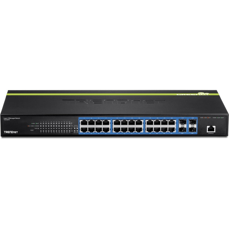 TRENDnet 24-Port Gigabit Layer 2 Switch with 4 Shared Mini-GBIC Slots; 48 Gbps Switching Capacity; SNMP; Lifetime Protection; TL2-G244