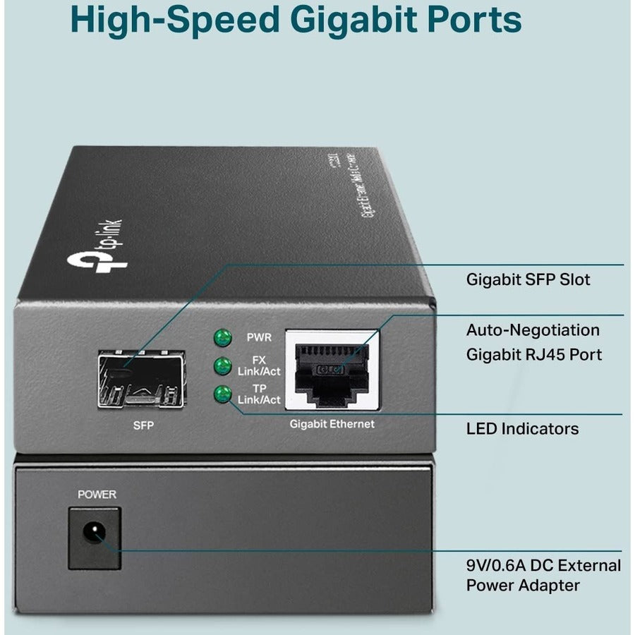 TP-LINK MC220L - Gigabit SFP to RJ45 Fiber Media Converter