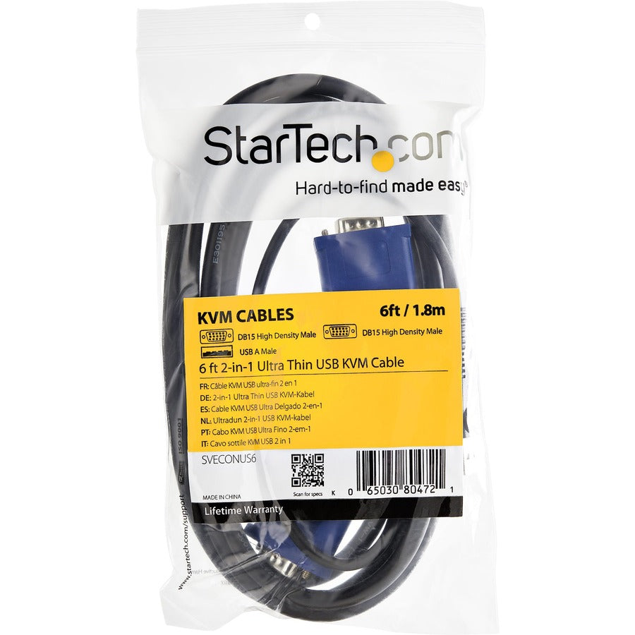 StarTech.com StarTech.com 15 ft 2-in-1 Ultra Thin USB KVM Cable - Video / USB cable - 4 pin USB Type A, HD-15 (M) - HD-15 (M) - 4.57 m
