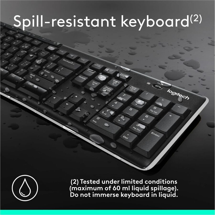 Logitech K270 Wireless Keyboard for Windows, 2.4 GHz Wireless, Full-Size, Number Pad, Black