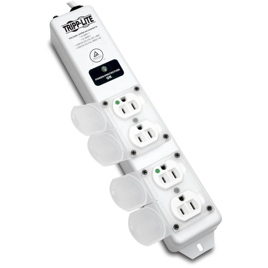 Eaton Tripp Lite Series Safe-IT UL 60601-1 Medical-Grade Surge Protector for Patient-Care Vicinity, 4x Hospital-Grade Outlets, 15 ft. Cord, Antimicrobial Protection