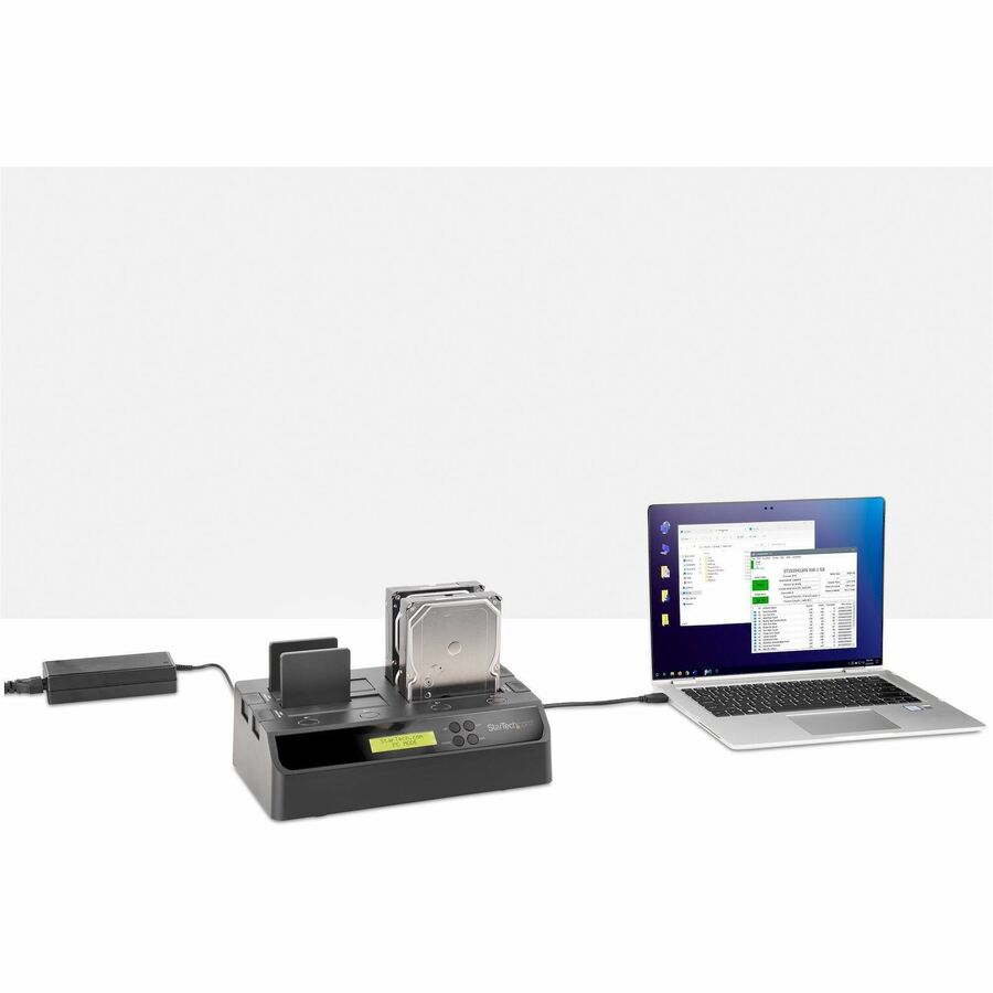 StarTech.com 4-Bay Hard Drive Duplicator and Eraser, External HDD/SSD Cloner / Copier / Wiper Tool, USB 3.0/eSATA to SATA Docking Station