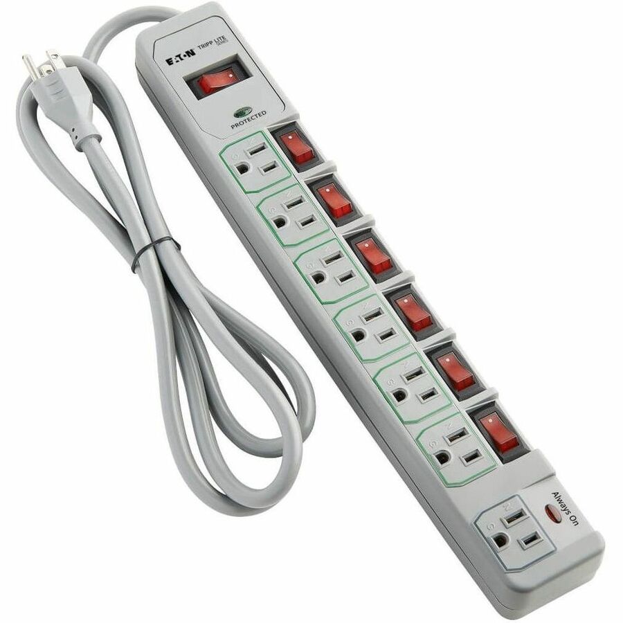Eaton Tripp Lite Series Eco-Surge 7-Outlet Surge Protector, 6 ft. (1.83 m) Cord, 1080 Joules, Individually-Controlled