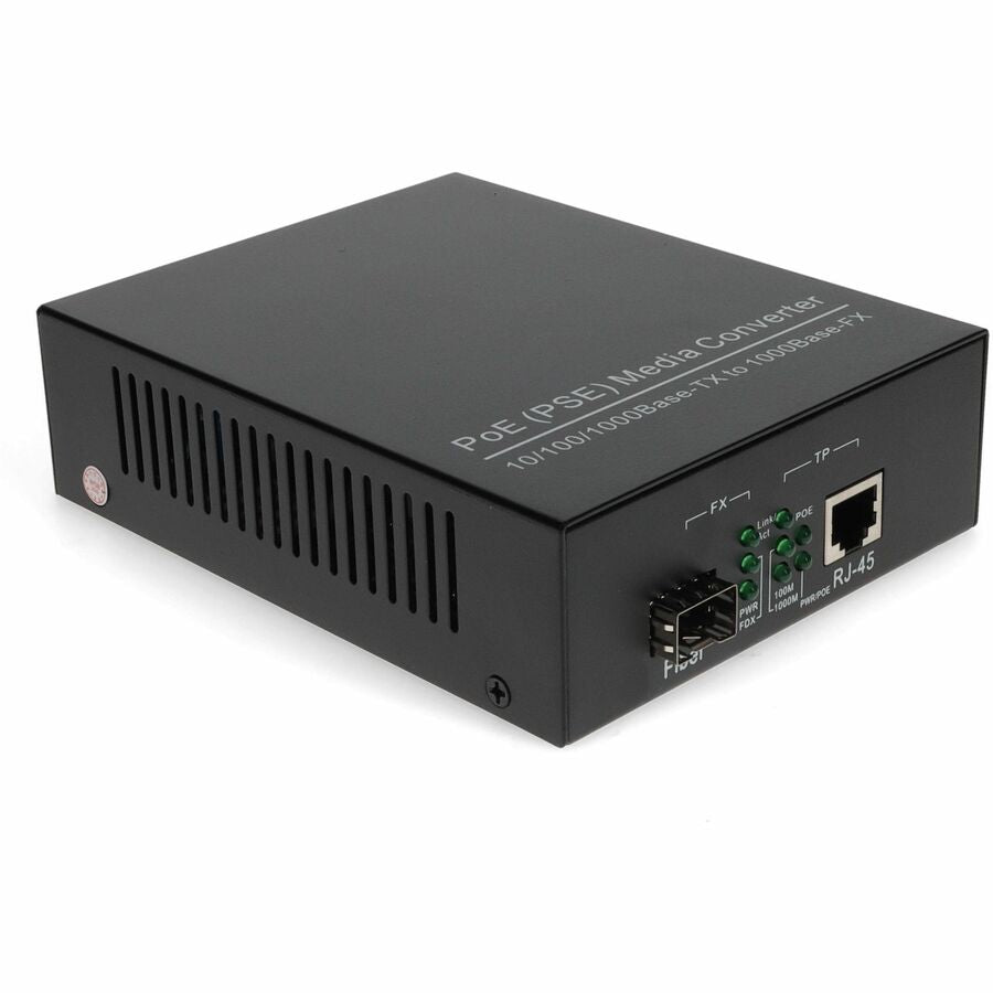 AddOn 10/100/1000Base-TX(RJ-45) to Open SFP Port POE Media Converter