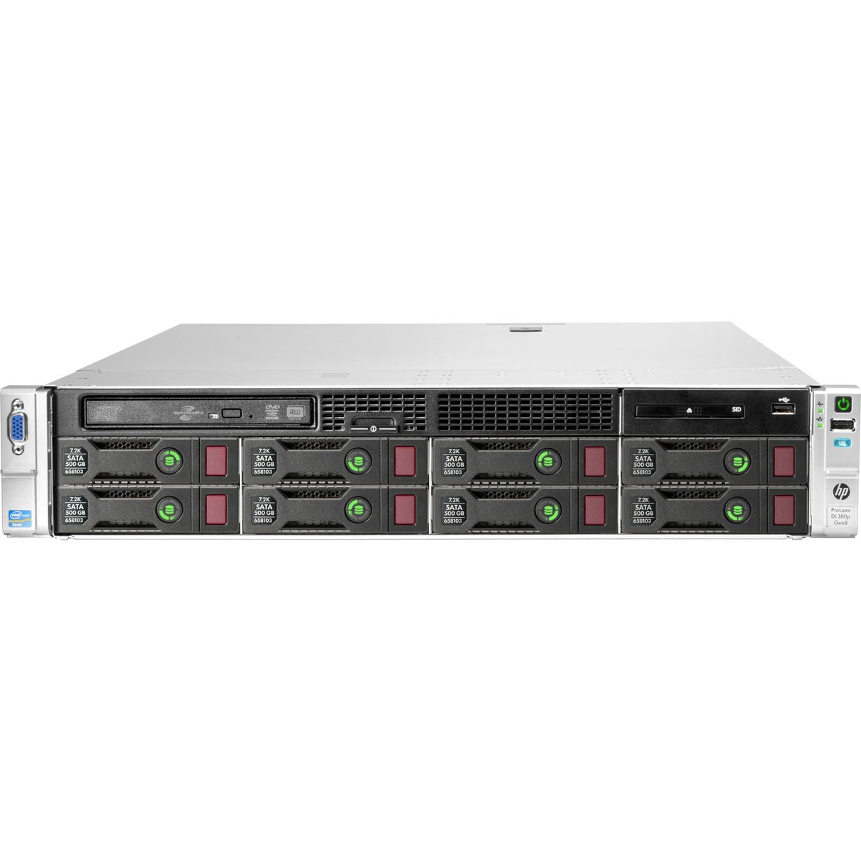 HPE ProLiant DL380p G8 2U Rack Server - 2 Xeon E5-2640 2.50 GHz - 16 GB RAM - Serial Attached SCSI (SAS) Controller