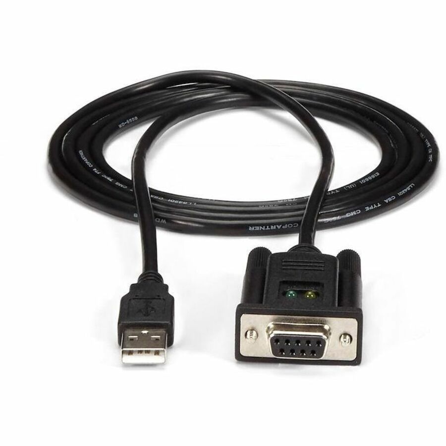 StarTech.com 6ft (1.8m) 1-Port USB to Serial RS232 Adapter, FTDI DB9 Serial DCE Adapter Cable, Null Modem, USB 2.0 - TAA