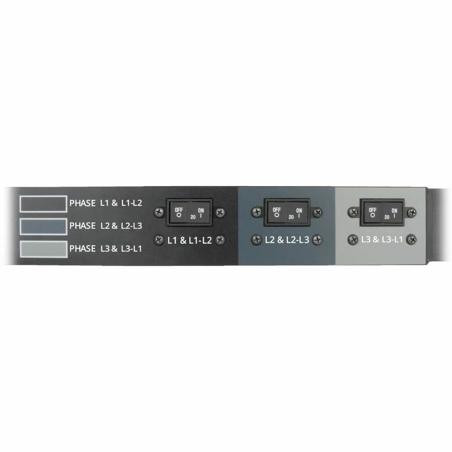 Eaton Tripp Lite Series 8.6kW 3-Phase Local Metered PDU, 208/120V Outlets (36 C13, 6 C19, 6 5-15/20R), 208V L21-30P, 6 ft. (1.83 m) Cord, 0U Vertical, TAA
