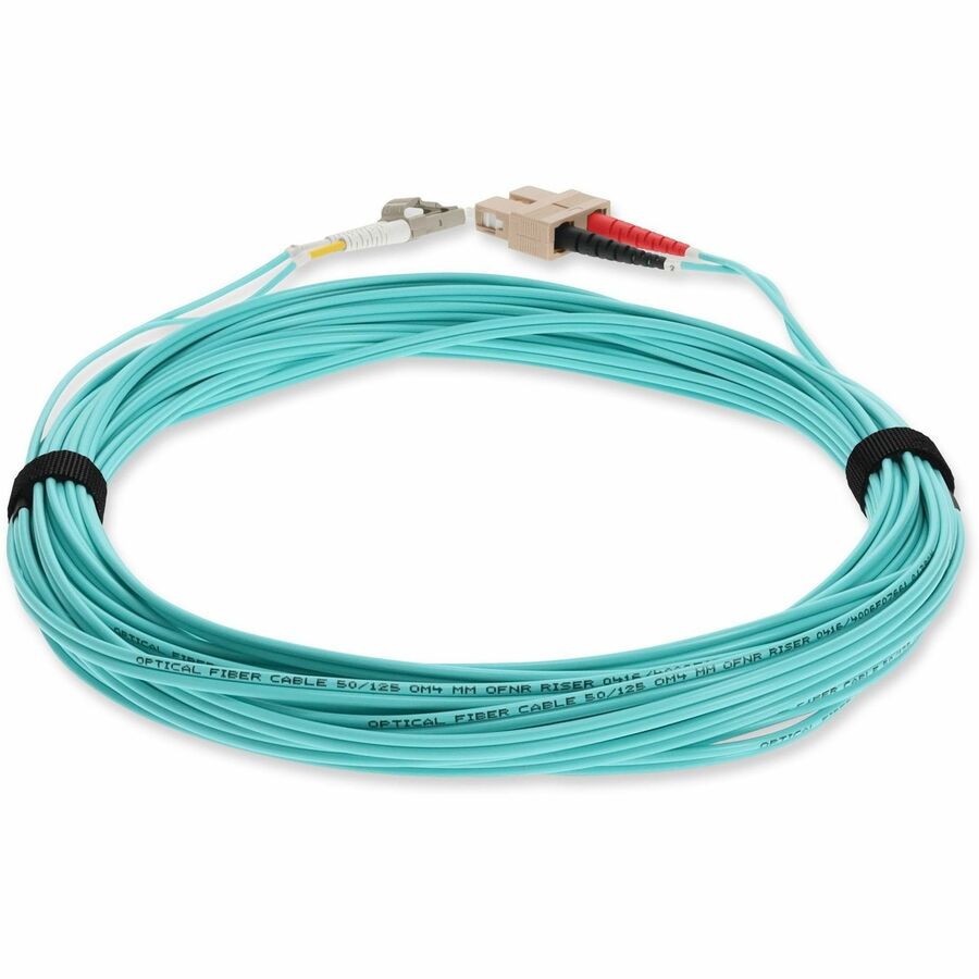 AddOn 4m LC (Male) to SC (Male) Aqua OM3 Duplex Fiber OFNR (Riser-Rated) Patch Cable