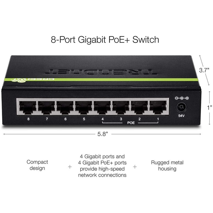 8 Port Gig PoE GREENnet Swtch